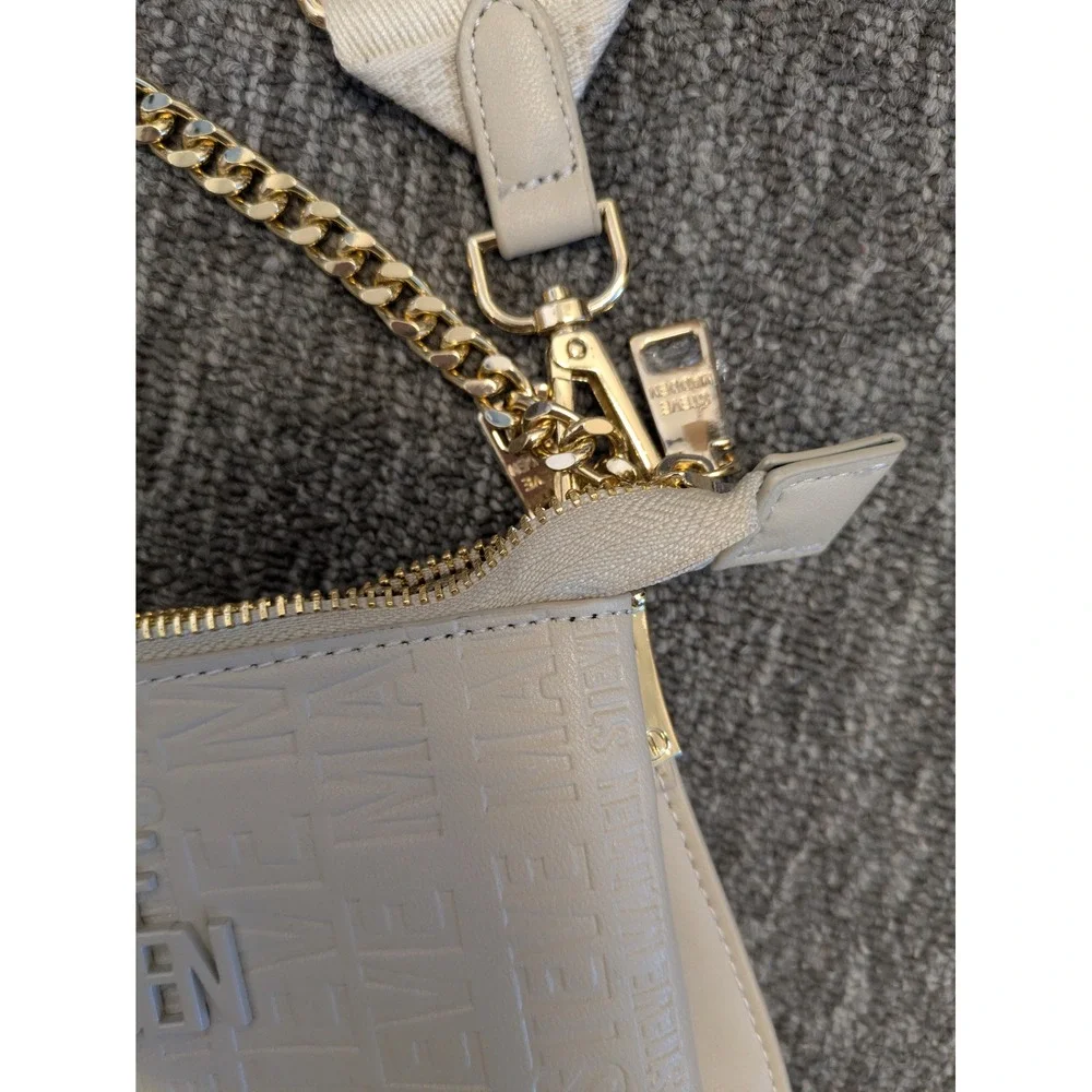 Steve Madden Cream Embossed Logo Crossbody Bag With‎ Chain Strap